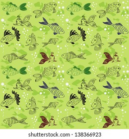 illustration seamless background with funny fish