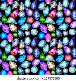 illustration seamless background with glittering precious stones