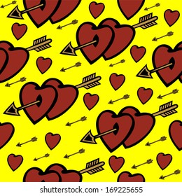 Illustration of seamless  background with hearts and arrows