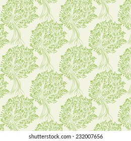 Illustration seamless background of olive tree. Vector