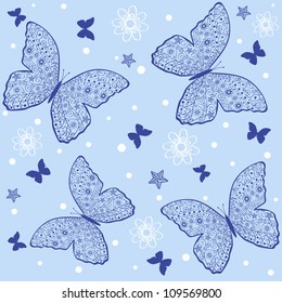 illustration seamless background with of openwork butterflies