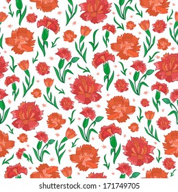 Illustration of seamless background from red pinks isolated