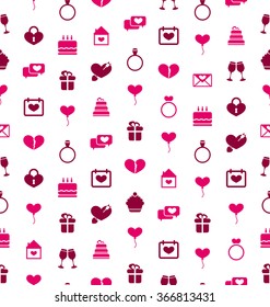 Illustration Seamless Background with Traditional Objects for Valentines Day. Holiday Pattern - Vector