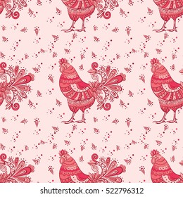 Illustration for seamless background..Vector illustration of rooster, symbol of 2017 on the Chinese calendar.