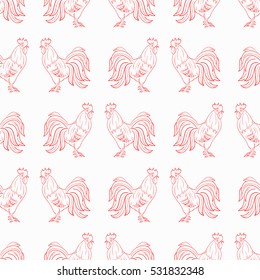 Illustration for seamless background..Vector illustration of rooster, symbol of 2017 on the Chinese calendar.