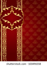 illustration seamless brown background with band and frame with gold(en) pattern
