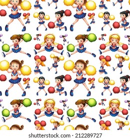 Illustration of seamless cheerleadings