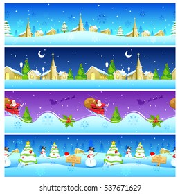 illustration of seamless Christmas Holiday background with Santa and Snowman