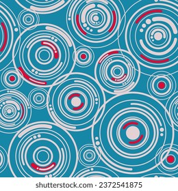 Ilustración de un patrón de círculo sin fisuras con fondo azul. Textura vectorial moderna. Se puede usar para la decoración, textil y plantilla para el diseño.