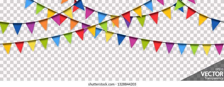 illustration of seamless colored garlands background for party or carnival usage with transparency in vector file