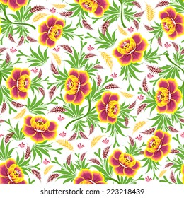 Illustration of seamless colorful floral pattern isolated 