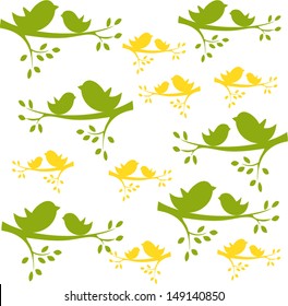  illustration of a seamless couple birds on the branch 
