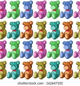Illustration of the seamless design with bears on a white background