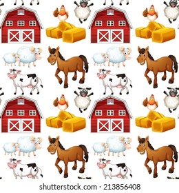 Illustration of a seamless farm