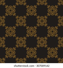 Illustration of seamless floral background in vintage style. Wallpaper with abstract patterns in the form of tiles. Ornament for design and print texture