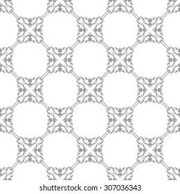 Illustration of seamless floral background in vintage style. Wallpaper with abstract patterns in the form of tiles. Ornament for design and print texture