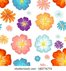 Illustration of a seamless floral design on a white background