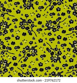 Illustration of seamless  floral pattern with branches and flowers 