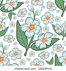 Illustration of seamless  floral pattern with branches and flowers isolated 