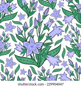 Illustration of seamless  floral pattern with branches and flowers isolated 
