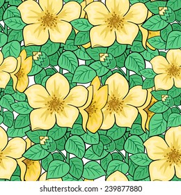 Illustration of seamless  floral pattern with branches and flowers isolated 