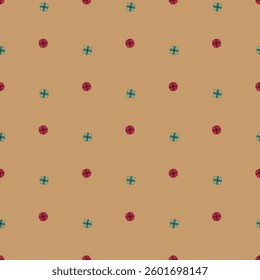 Illustration of a seamless floral pattern featuring red and blue flowers arranged on a warm beige background. Perfect graphic for design projects, wallpapers, textiles, and decorative arts.