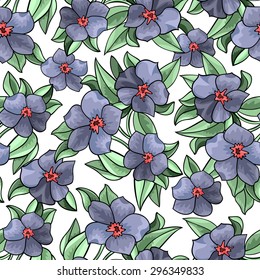 Illustration of seamless  floral pattern with leaves and flowers isolated
