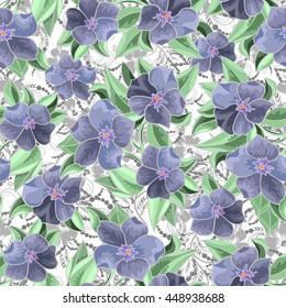 Illustration of seamless  floral pattern with leaves and flowers isolated