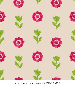 Illustration Seamless Floral Texture, Vintage Pattern for Textile - Vector