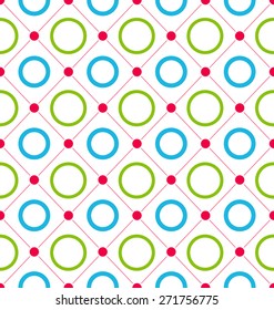 Illustration Seamless Geometric Texture, Kid Contrast Background - Vector