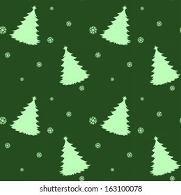 Illustration of a seamless green template for christmas with pine trees