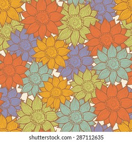 Illustration of seamless hand-drawn floral vector pattern for your design
