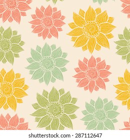 Illustration of seamless hand-drawn floral vector pattern for your design