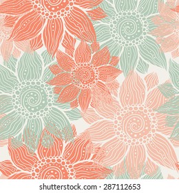Illustration of seamless hand-drawn floral vector pattern for your design