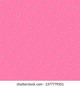 Illustration of seamless heart shape pattern on pink background. Valentine's day concept. Vector