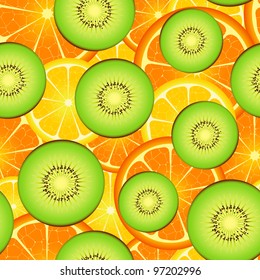 Illustration of  seamless kiwi and orange.