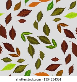Illustration of seamless leaf background, Botanical maple ornament for interior design or textiles