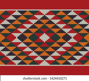 Illustration of a Seamless Middle Eastern Traditional Sadu Carpet Fabric Texture