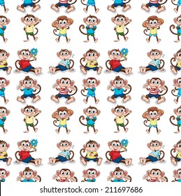 Illustration of seamless monkeys