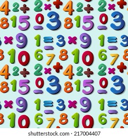 Illustration of a seamless numbers and signs