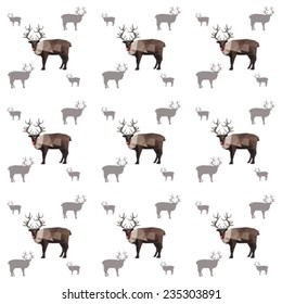 Illustration of seamless origami reindeer pattern