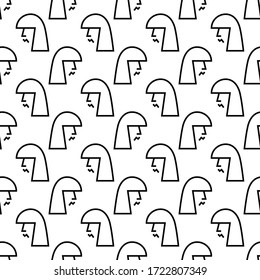Illustration of seamless pattern of abstract faces