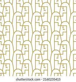 Illustration of seamless pattern of abstract head with long hair