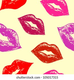 Illustration of seamless pattern with abstract lips