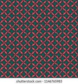 illustration from seamless pattern with abstract ornament of red and green color