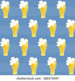 Illustration of Seamless pattern beer glass on a blue