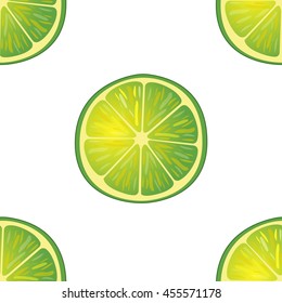 Illustration Seamless Pattern big Slices of Lime same sizes, Repetition Background - Vector