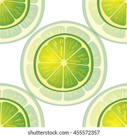 Illustration Seamless Pattern big Slices of Lime different sizes, Repetition Background - Vector