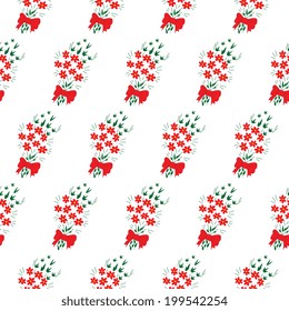 Illustration of seamless pattern bouquet of flowers on a white background