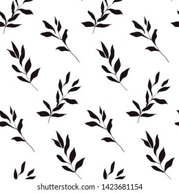Illustration of seamless pattern of branches and leaves